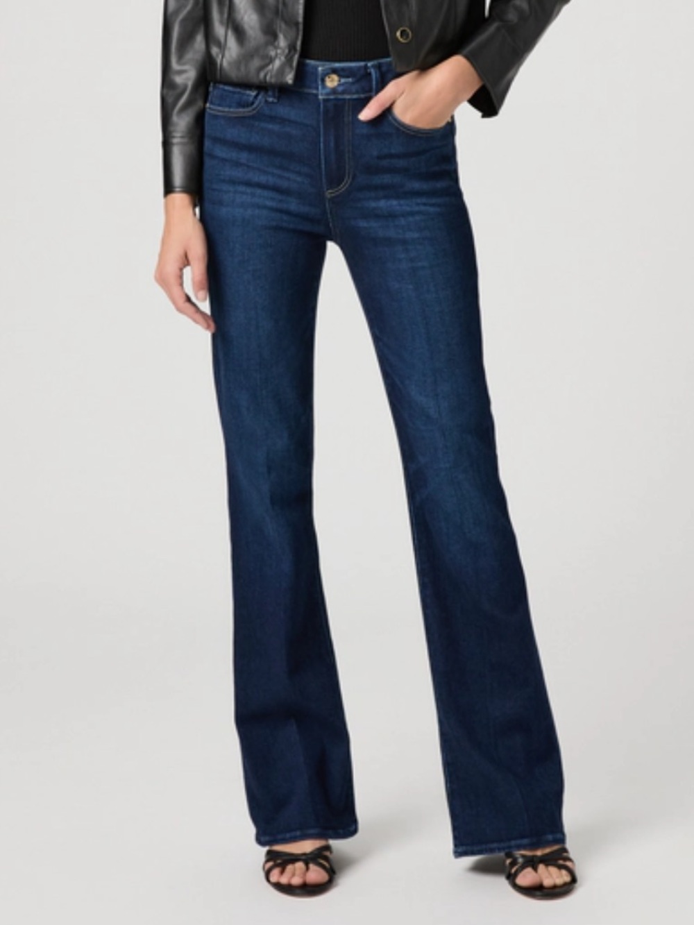 PAIGE Canyon Boot Petite Jeans Womens 29 Dark Wash Bootcut Stretch Made USA